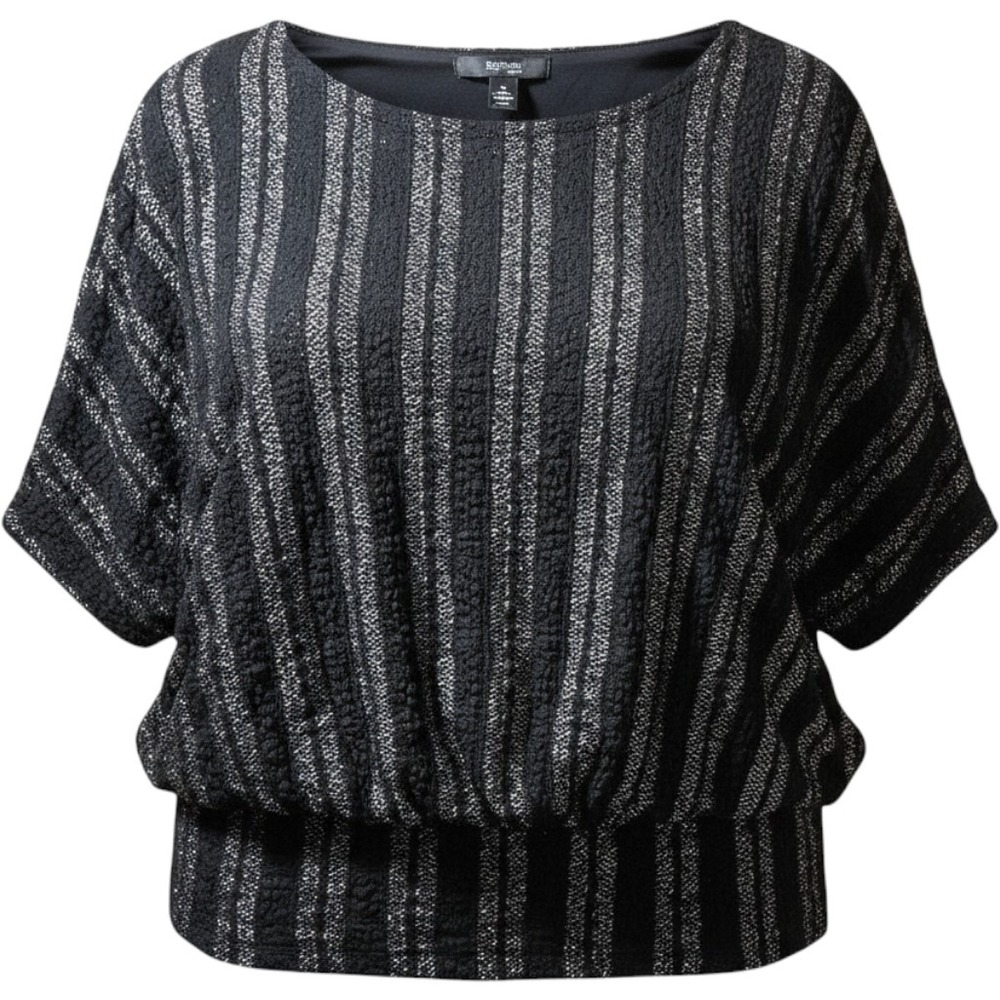 PLUS SIZE 1X STYLE & CO Black Textured Metallic Stripe Short Sleeve Top knit top